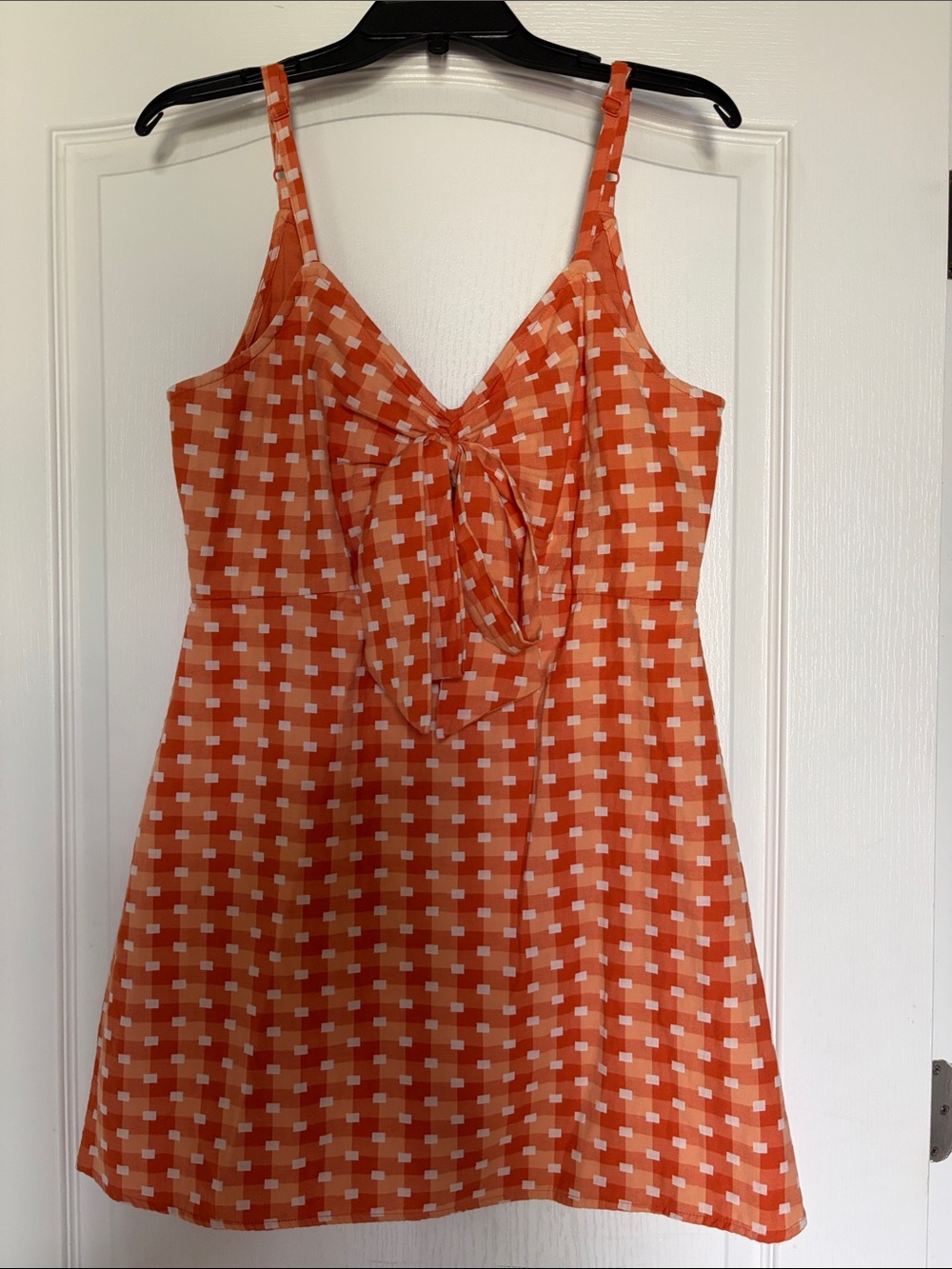Tularosa Orange and White Gingham Mini Dress
